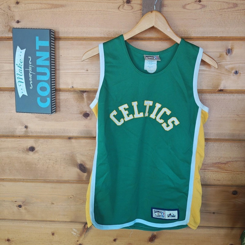 Vintage Majestic Hardwood Classics Boston Celtics Mens Large Jersey Green